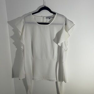 Marc New York White Ruffle Sleeve Blouse Size Large